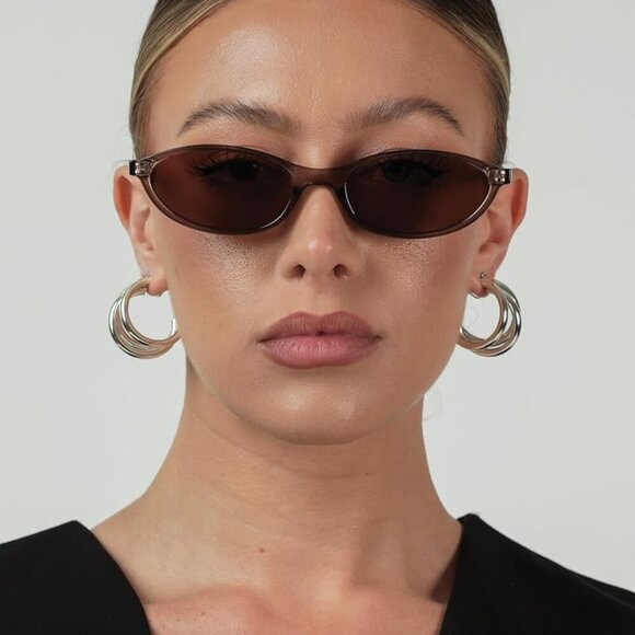 Retro Oval Sunglasses Women Chic Cat Eye 90s Sunnies UV Protection Trendy - Picture 7 of 9